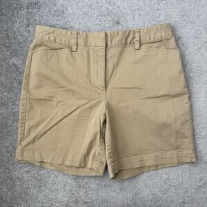 Lands' End Shorts Womens 10 Khaki Mid Rise Stretch Casual Chino Flat Front